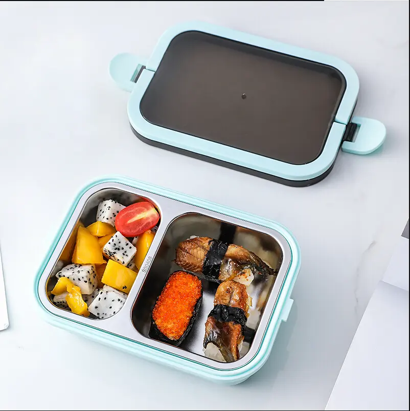 Contenitore per alimenti scatola da pranzo in plastica a 2 scomparti scatola da pranzo per bambini scatola da Bento