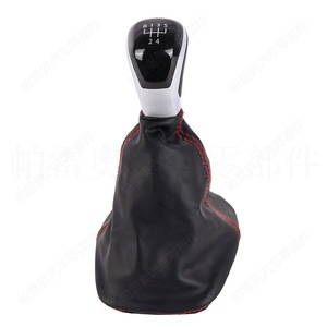 Palanca de cambios de cuero Volkswagen de 5 velocidades con costuras rojas, diseño ergonómico para Caddy, Polo, Tiguan, Taigo, T-Roc - Product Image 2