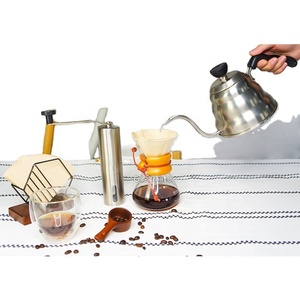 Filters, <strong>Dripper</strong>, Serving, Grinder, Scale with Timer, Wooden Kettle Double Walled Glass Cup <strong>V60</strong> Drip Coffee Maker Set - Product Image 1