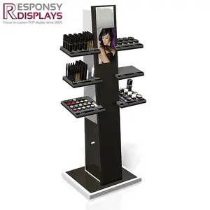 High End Customized Cosmetic Display Stand For Shopping Mall Makeup Display Stand Retail Floor Standing Beauty Product