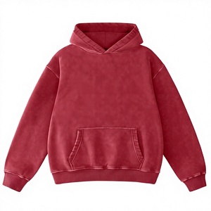 Sweat à <span class=keywords><strong>capuche</strong></span> court en molleton délavé à l'acide pour <span class=keywords><strong>femme</strong></span>, coupe oversize, style vintage, épais et tendance - Product Image 1