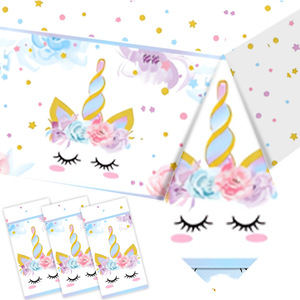 Nappe jetable en PE à thème Licorne Roulante, Décoration de fête d'anniversaire, Style frais, Décoration de table - Product Image 4