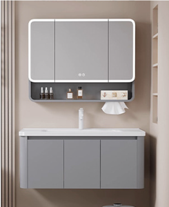 Mobile Bagno Moderno in Legno Resistente all'Acqua con Specchio e Lavabo per Hotel e Appartamenti - Vendita all'Ingrosso - Product Image 4