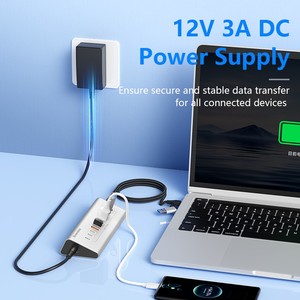 Aluminium 10Gbps <strong>USB</strong>-A 10Gbps <strong>USB</strong>-C Hub 7-Ports 10-Ports Data Sync USB3.2 <strong>USB</strong> 3.2 Type C Hub Splitter 12V/3A Power <strong>Adapter</strong> - Product Image 5