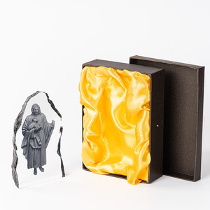 Figura de Buen Pastor, Adorno Tallado en Cristal, Forma Irregular, Decoración Artística Hecha a Mano para Escritorio, Regalo de Bautizo - Product Image 2