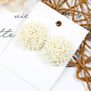 बोहेमियन व्यक्तित्व रचनात्मक रंगीन गोल बालियां हस्तनिर्मित बेडेड बॉल बीज बड्स स्टड बालियां - Product Image 4