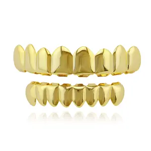 Punk Hip Hops Gold Teeth Upper Bottom Grills Dental Mouth Teeth Grillzs For Women Men Body Jewelry