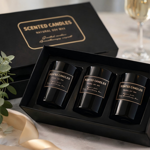 Ensemble de 3 bougies parfumées en cire de soja dans des pots en verre, idéal pour un cadeau, une rendez-vous galant, une célébration ou la maison - Product Image 1