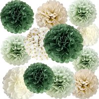 Pompons en papier de soie pour décoration de fête, anniversaire, mariage, baby shower, salle de classe, thème ivoire, safari sauvage, jungle, botanique