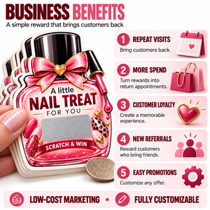 Tarjeta Rasca y Gana Promocional Personalizada para Salón de Uñas, con Diferentes Formas, Impresión a Color y Datos Variables - Product Image 5