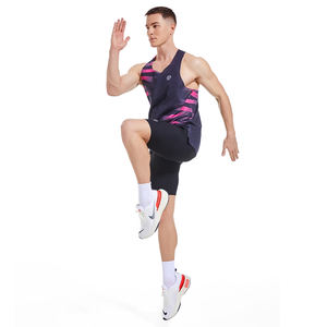 Custom Running Singlet Lichtgewicht Marathon Tanktop Ademend Workout Mouwloos Shirt Heren Geweven 100% Polyester Printpatroon - Product Image 3