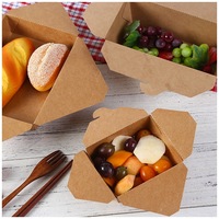 Ecologisch verantwoorde wegwerp bio-box van kraftpapier voor salade afhaalmaaltijden, met matte laminatie.