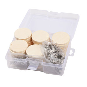 Discos Redondos de Madera de 40mm con un Solo Orificio y Anillos Metálicos para Llaveros, Suministros para Manualidades - Product Image 2