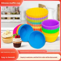 Moules de cuisson ronds en silicone jetables pour muffins, gâteau, pouding et gâteau de riz-Lavage facile à la main uniquement