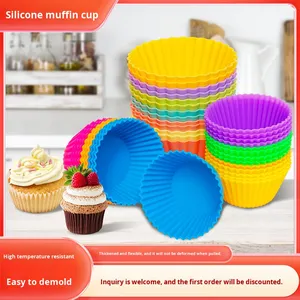 <span class=keywords><strong>Stampi</strong></span> monouso rotondi in Silicone <span class=keywords><strong>per</strong></span> muffin torta torta e torta di riso-solo lavaggio a mano facile - Product Image 4
