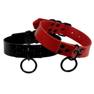 Punk Gothic PU Leather Black Stud O-Shaped Ring giocattoli Sexy collana con colletto a catena clavicola per le donne Delight
