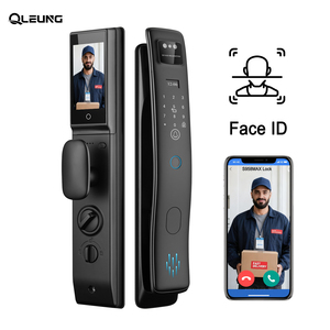 Serrure <span class=keywords><strong>de</strong></span> porte numérique intelligente Qleung S958MAX, reconnaissance faciale 3D, empreinte digitale, appel vidéo actif, contrôle d'accès par carte, Wi-Fi, noir - Product Image 1