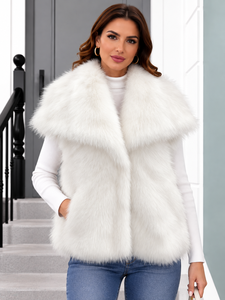 Chaleco de Piel Sintética para Mujer, Sin Mangas, Tejido, Informal, Ropa de Invierno, Abrigo, Proveedor Mayorista OEM - Product Image 2