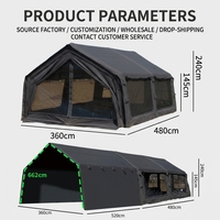 Tente de glamping gonflable Oxford double couche noire 17,2 m, imperméable, en coton, pour le camping en plein air quatre saisons, certifiée CE, directement de l'usine