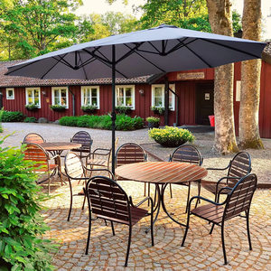 Садовый зонт двойной овальной формы — высококачественный оптовый синий солнцезащитный зонт, регулируемая защита для улицы - Product Image 6