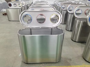 Tuinmeubilair Groot 3 In 1 Roestvrijstalen Afvalbak Voor Openbare Commerciële Indeling Vuilnisbak Winkelcentrum Vuilnisbak - Product Image 5