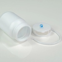 Bouteille ronde en HDPE de 200 cc pour vitamines avec bouchon anti-effraction de 53 mm pour l'emballage pharmaceutique et les compléments alimentaires