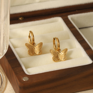 Pendientes de Aro con Forma de Mariposa, Oro de 18K, Acero Inoxidable, Joyería de Moda para Mujer, para Fiestas - Product Image 1