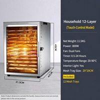 Professionele 12-bakjes commerciële voedseldroger 800W roestvrijstalen machine voor beef jerky, fruit, huisdiertreats, groenten 220V