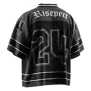 Jersey Football Amerika & Rugby antik, kain jala bersirkulasi pesona Retro Vintage cocok untuk kompetisi & Latihan - Product Image 6