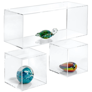 Crystal Clear <strong>4</strong> Sided Floating Storage Shelf Acrylic Wall Display Shelves Bathroom Cube Organizer Shelf Home Decor Display <strong>Rack</strong> - Product Image 1