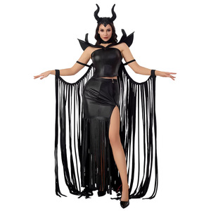 PEEQI Disfraz de Halloween al por mayor, uniforme vintage de juego, cosplay de <span class=keywords><strong>mujer</strong></span>, disfraz de diablo, bruja oscura, <span class=keywords><strong>Maléfica</strong></span>, para fiesta, juego de rol - Product Image 4