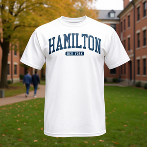 Hamilton New York College Style T-shirt blanc style collège pour homme, taille adulte unisexe - Product Image 3