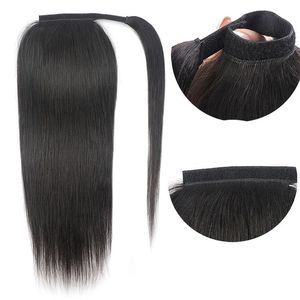 Extension de queue de cheval en cheveux humains Remy malaisiens de 14 à 30 pouces, à clipser, à enrouler, lisse, aspect naturel - Product Image 3