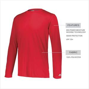 T-shirts de sport à manches longues pour hommes personnalisés, hauts de performance - Product Image 5