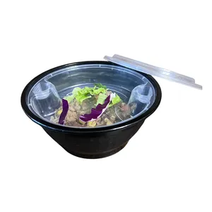 Large 42Oz 1200ml Leakproof Togo Containers 150Sets/Carton Catering Round Plastic Disposable Noodle Soup Ramen Bowl