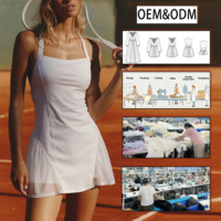 Ensemble 2 pièces : Mini-jupe de sport Halter en maille respirante à séchage rapide, anti-frottement, pour le tennis, le golf et l'entraînement, couleur