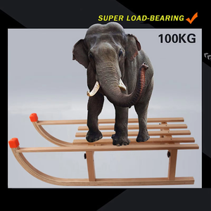 Durable Natural Wood Snow <strong>Sled</strong> Lightweight Portable Wooden <strong>Sleigh</strong> for Family Winter Outdoor Adventures &amp; Snow Games - Product Image 2