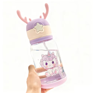 Large Capacity Cute Cartoon Crossbody Strap Straw Cup for Kindergarten &amp; Elementary School Students Convenient <strong>Plastic</strong> <strong>Drinkware</strong> - Product Image 5