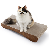Griffoir pour chat incurvé en gros avec jouet à bille intégré, mobilier griffoir en carton ondulé OEM/ODM
