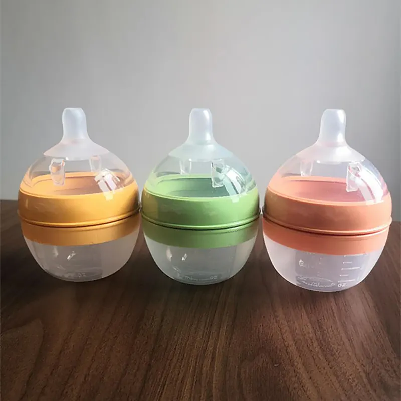 2021 New Design Baby Bottle Wide Neck Glass Feeding Bottle For Newborn Baby Anti Fall