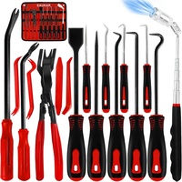 Kit d'outils de démontage de garnitures de voiture 17 pièces avec crochets, pics, grattoir, pince de déclipsage rapide et extracteur de rivets