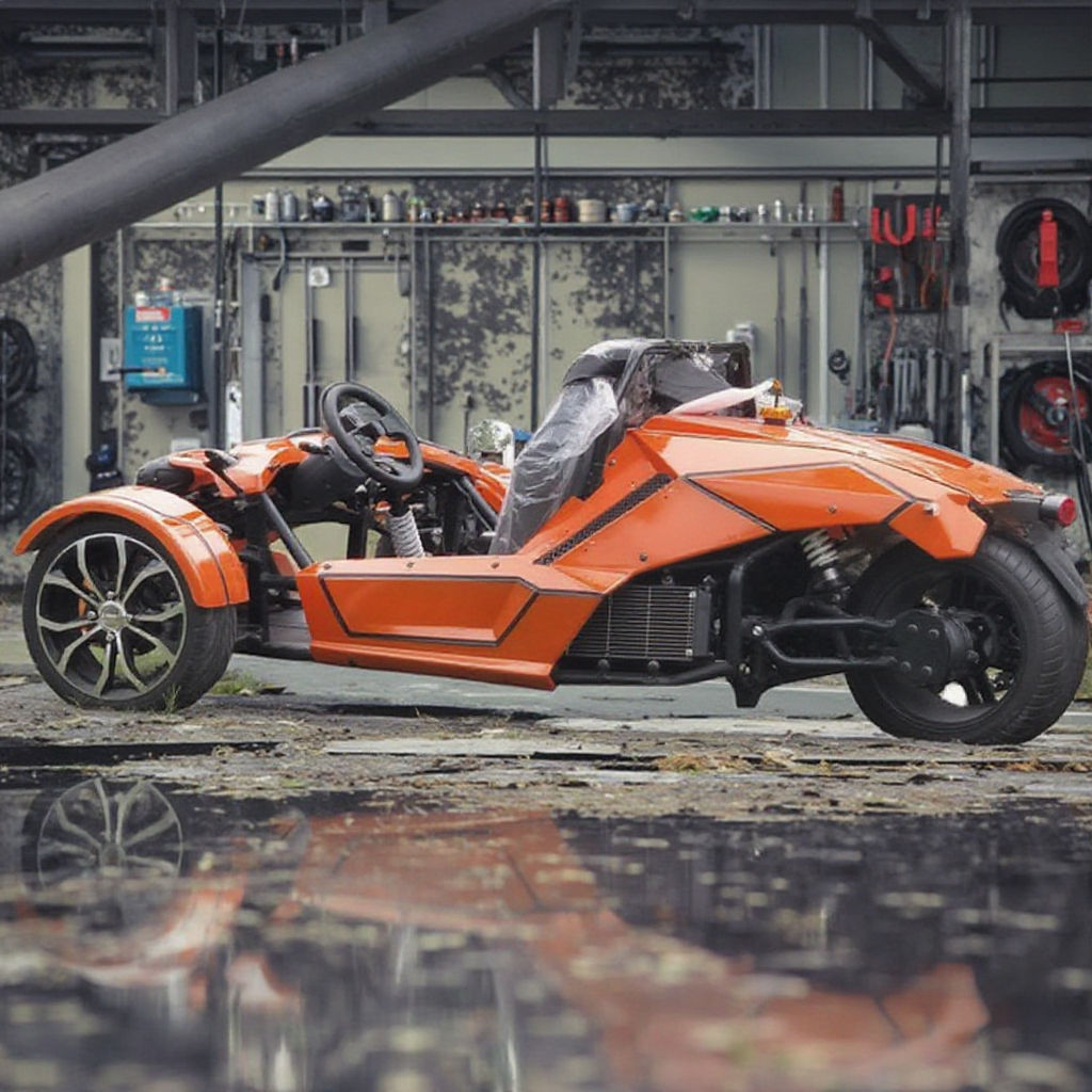 Three Wheels Orange Drive Motorcycle - High Speed Ztr Trike