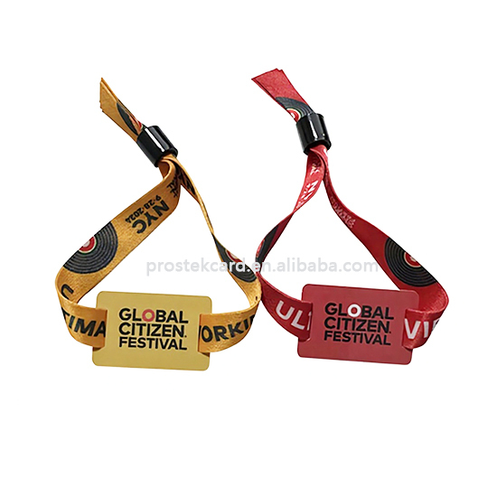 High Quality Personalized RFID Smart Wristbands PVC NFC Tag Fabric Bracelets One Time Lock for Music Festivals