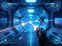 Simulateur de jeu de tir interactif AR avec système de pistolets laser multijoueur pour aire de jeux intérieure et centre commercial