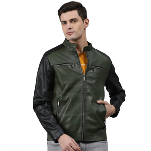 <b>Men</b> Autumn Three Button <b>White</b> Handsome Casual Leather Bomber <b>Jacket</b> O-neck Youth Coat Tops Leather <b>Jackets</b> For <b>Men</b> - Product Image 1