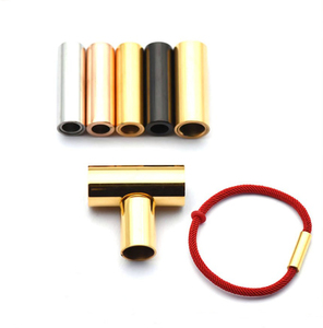 Tube cylindrique rond en acier inoxydable fermoir magnétique connecteurs de boucle entretoise <span class=keywords><strong>pour</strong></span> cordon cuir collier <span class=keywords><strong>fermeture</strong></span> - Product Image 2