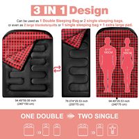 Sac de couchage double léger et imperméable pour adultes, toutes saisons, pour le ski, le camping, la randonnée, essentiel par temps froid