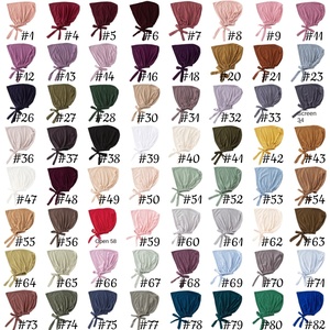 Gorro base con correa de 64 colores para mujer, pañuelo étnico de moda, gorro interior de algodón mercerizado de color liso para el <span class=keywords><strong>departamento</strong></span> musulmán - Product Image 2