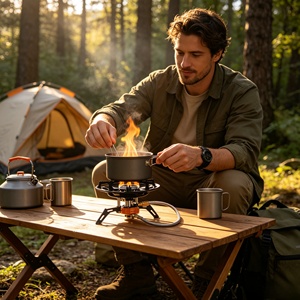 Opvouwbare mini-campingkachel met afstandsbediening, infraroodbrander, winddicht, UFO-vormig, draagbaar gasfornuis voor backpacking - Product Image 2