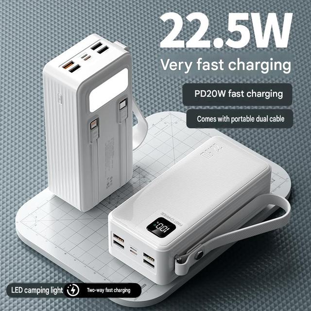 20000mAh Li-Polymer Power Bank 22.5W PD Fast Charge Digital Display 2C+2USB Portable Battery LED Flashlight Universal Charger